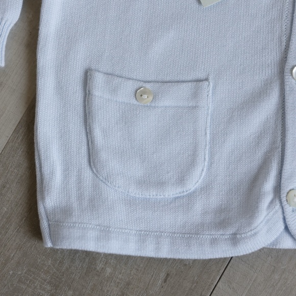 Boy or Girl Blue Cardigan Pin Tucks & Pockets Feltman Brothers 100% Cotton NWT - Picture 3 of 5